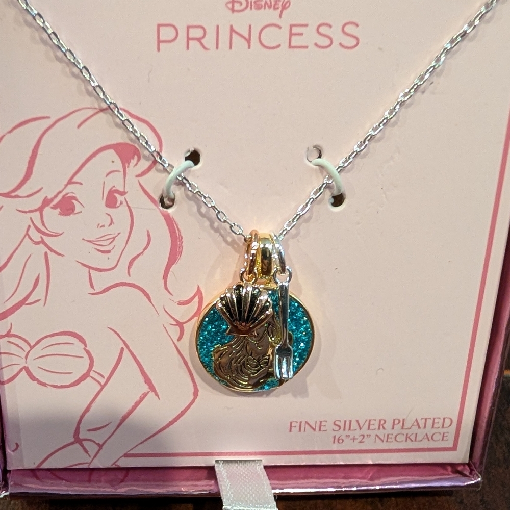 Disney Princess Ariel Silver Necklace with Blue Pendant